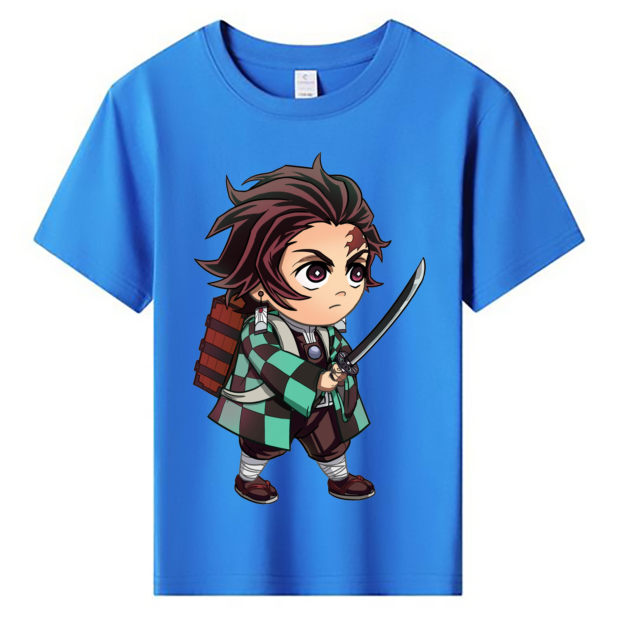 （画像用） 鬼滅の刃 竈門 炭治郎／かまど たんじろう Kamado Tanjirou 綿100％キッズTシャツ（フロントプリント）